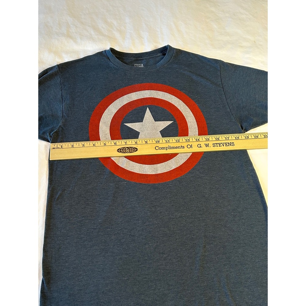Marvel Comics Mens Captain America Shield Graphic T-Shirt Blue Size M - Picture 4 of 6